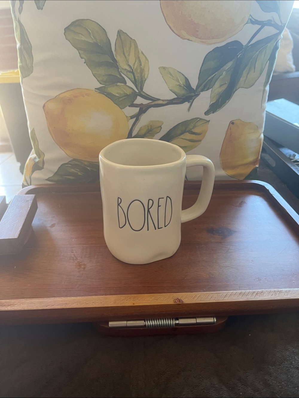 Rae Dunn White Ceramic 'BORED' Mug